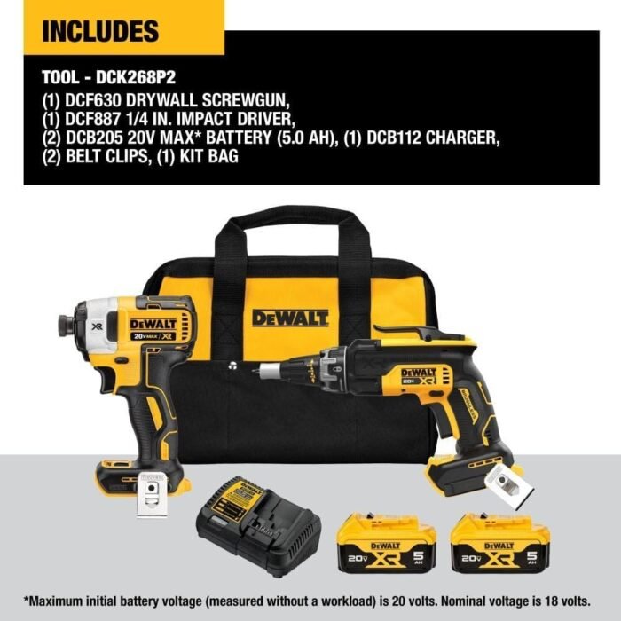 toolking DEWALT 20V MAX XR Drywall Screw Gun & Impact Driver Combo Kit